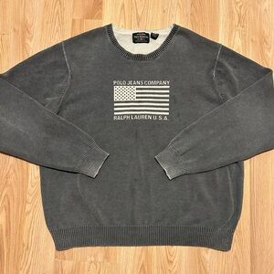 Vintage Polo Jeans Co Ralph Lauren Men’s 2XL Grey Mint Flag Sweater